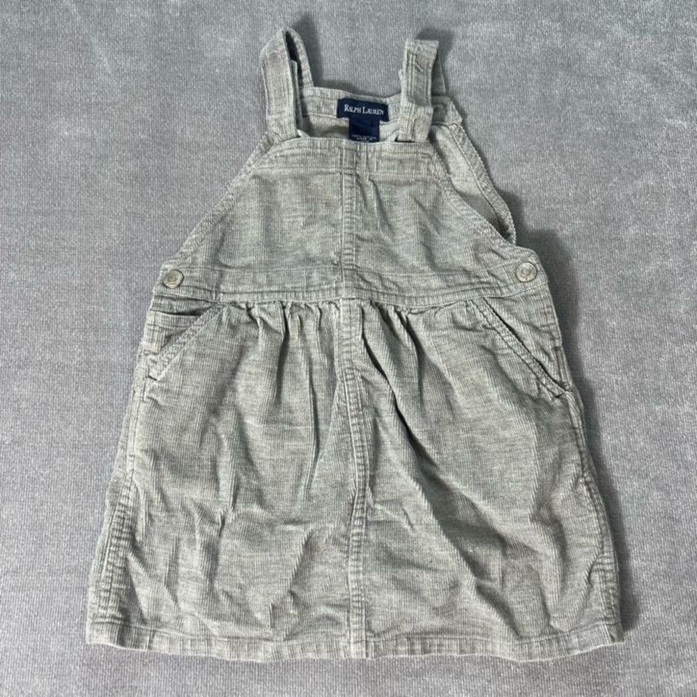 Ralph Lauren Girls 2T Corduroy Jumper Dress Gray Overall Style Classic Cute